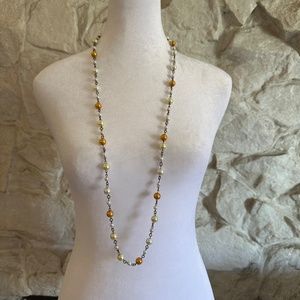 Long Beaded Necklace- Pearled Accents